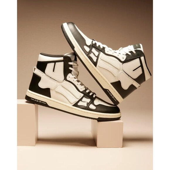 Amiri Skel Hi Top Sneakers in Black & White New with Box Mens Athletic Shoes - Picture 15 of 16